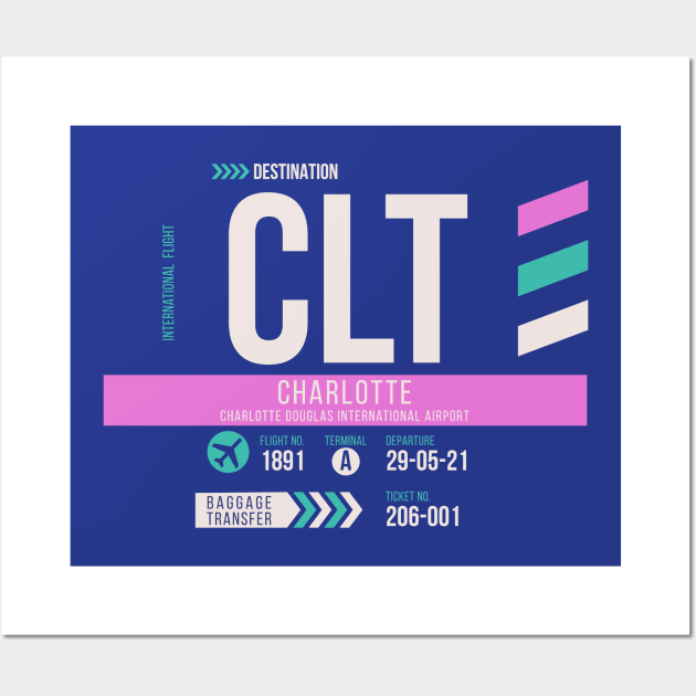 Charlotte (CLT) Airport Code Baggage Tag D Wall Art by SLAG_Creative